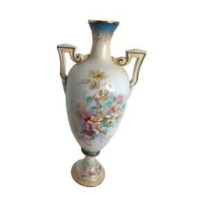Antique RS Suhl Porcelain Double Handled Floral Vase